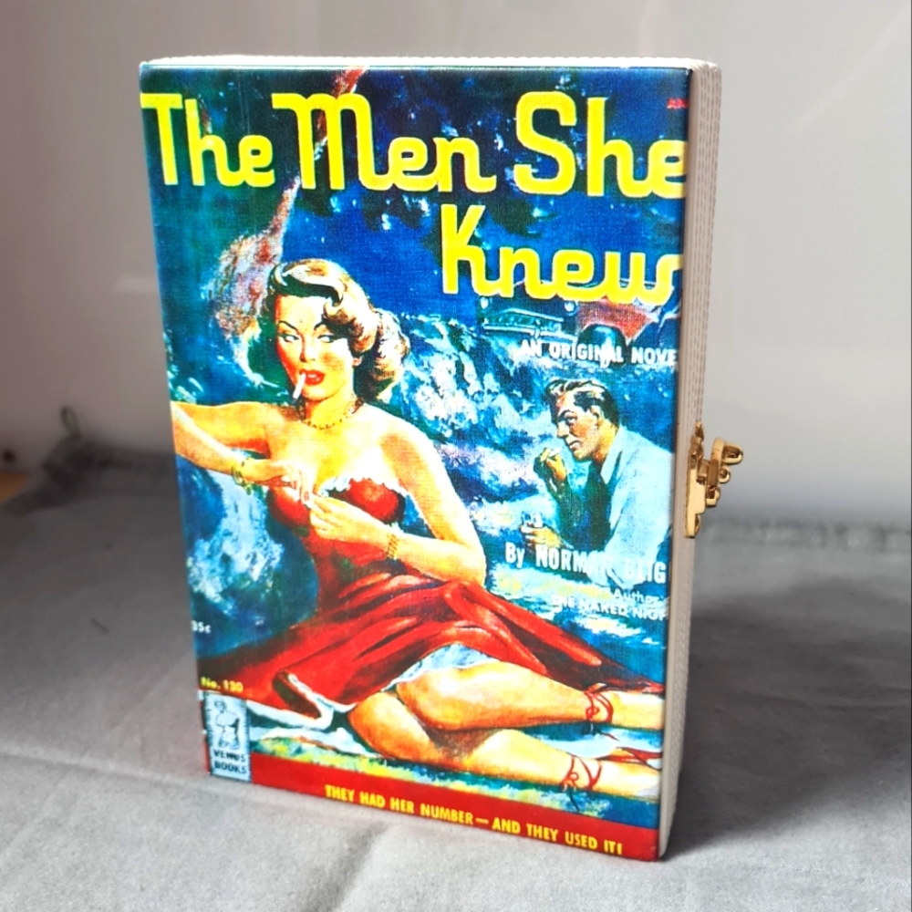 'The Men She Knew' novelty clutch handbag